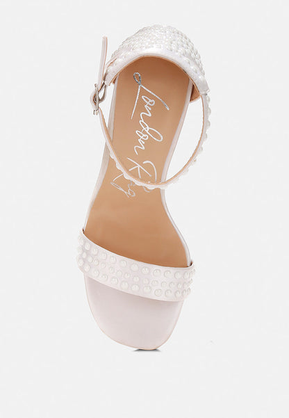 Klebba Pearls Embellished Satin Sandals-3