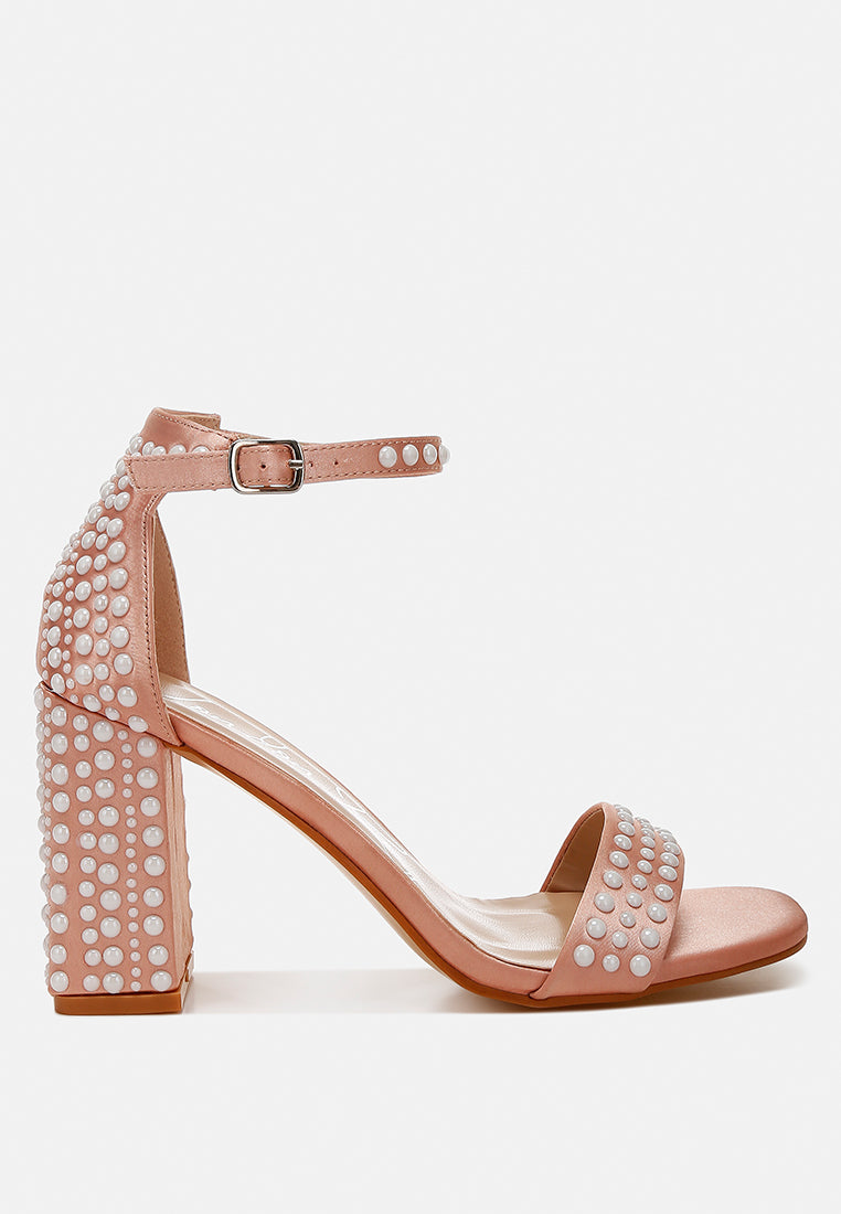 Klebba Pearls Embellished Satin Sandals-5