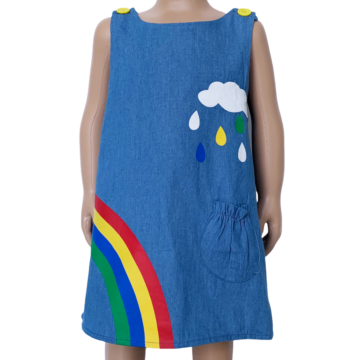 AL Limited Girls Blue Chambray Rainbow Overall Dress-0