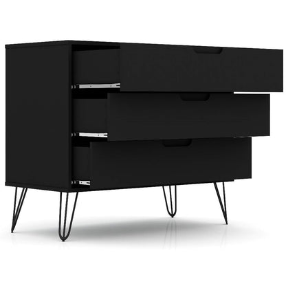 Modern Scandinavian Style Bedroom 3-Drawer Dresser in Black Wood Finish-4