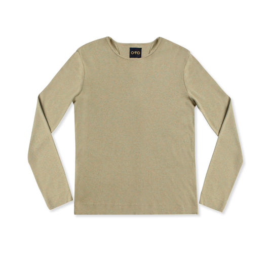 Long Sleeve Ribbed Cotton Crewneck (Laurel Heather)-0