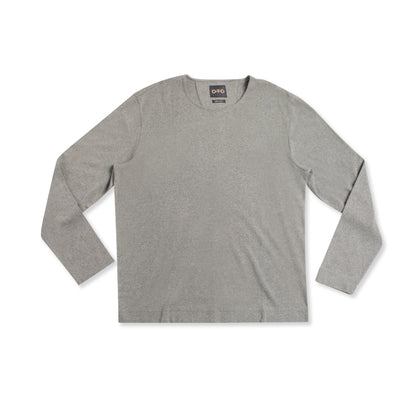 Long Sleeve Ribbed Cotton Crewneck (Dark Grey Heather)-0