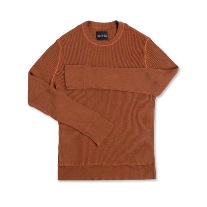 Ribbed Poor Boy Crewneck Sweater (Sepia Brown)-0