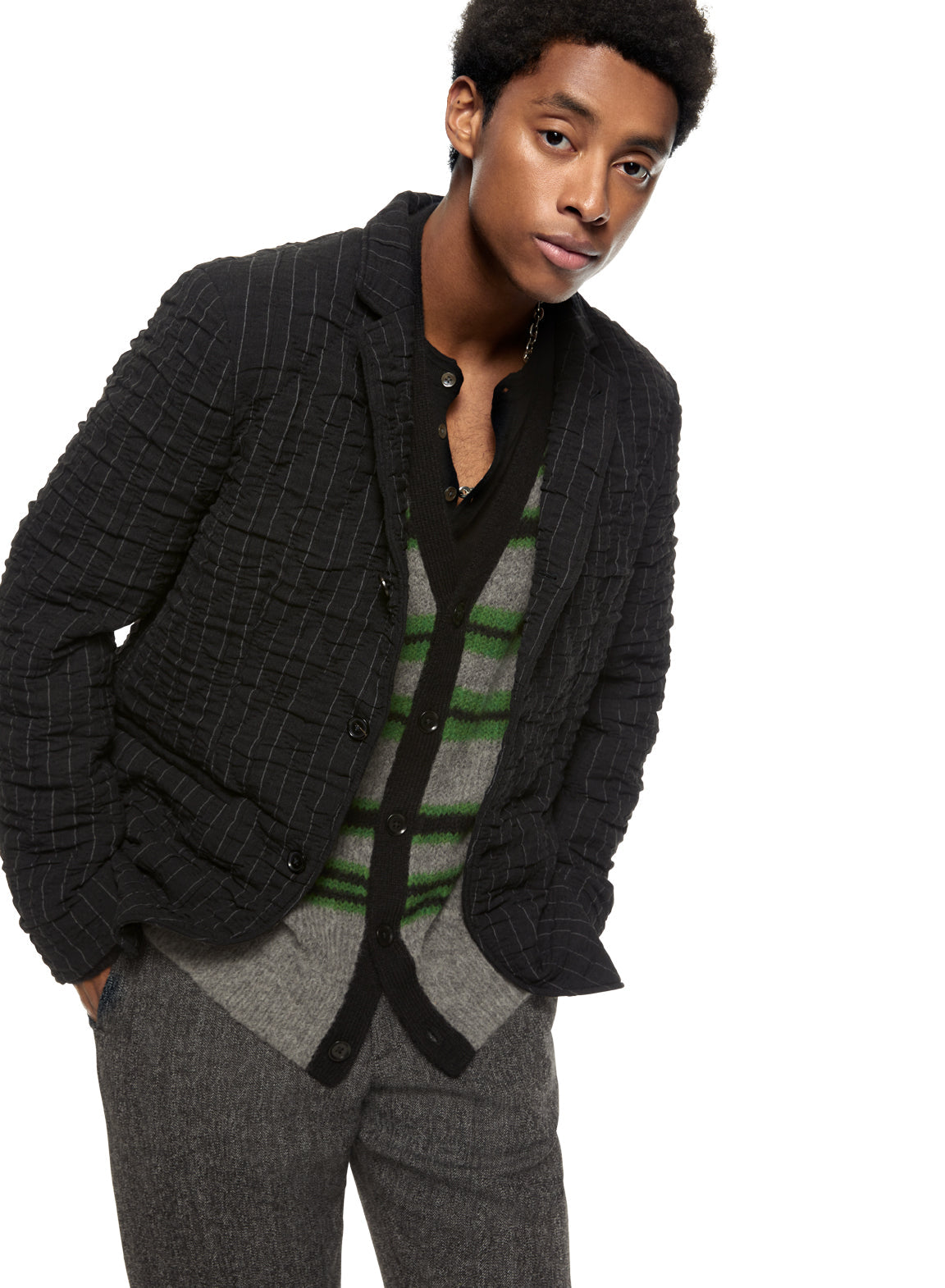 Pinstripe Crinkle Jacket-1