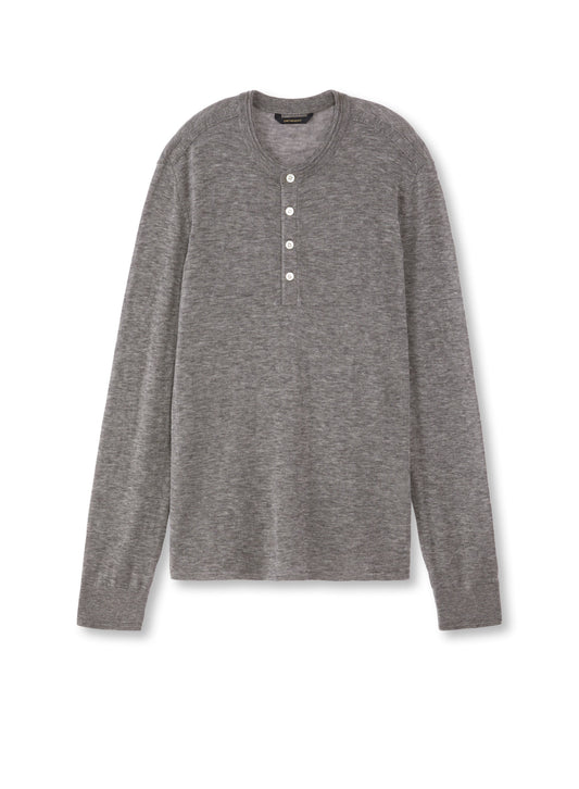 Superfine Wool Henley Sweater (Grey Heather)-0