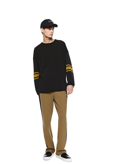 Sleeve-Stripe Crewneck Sweater-2