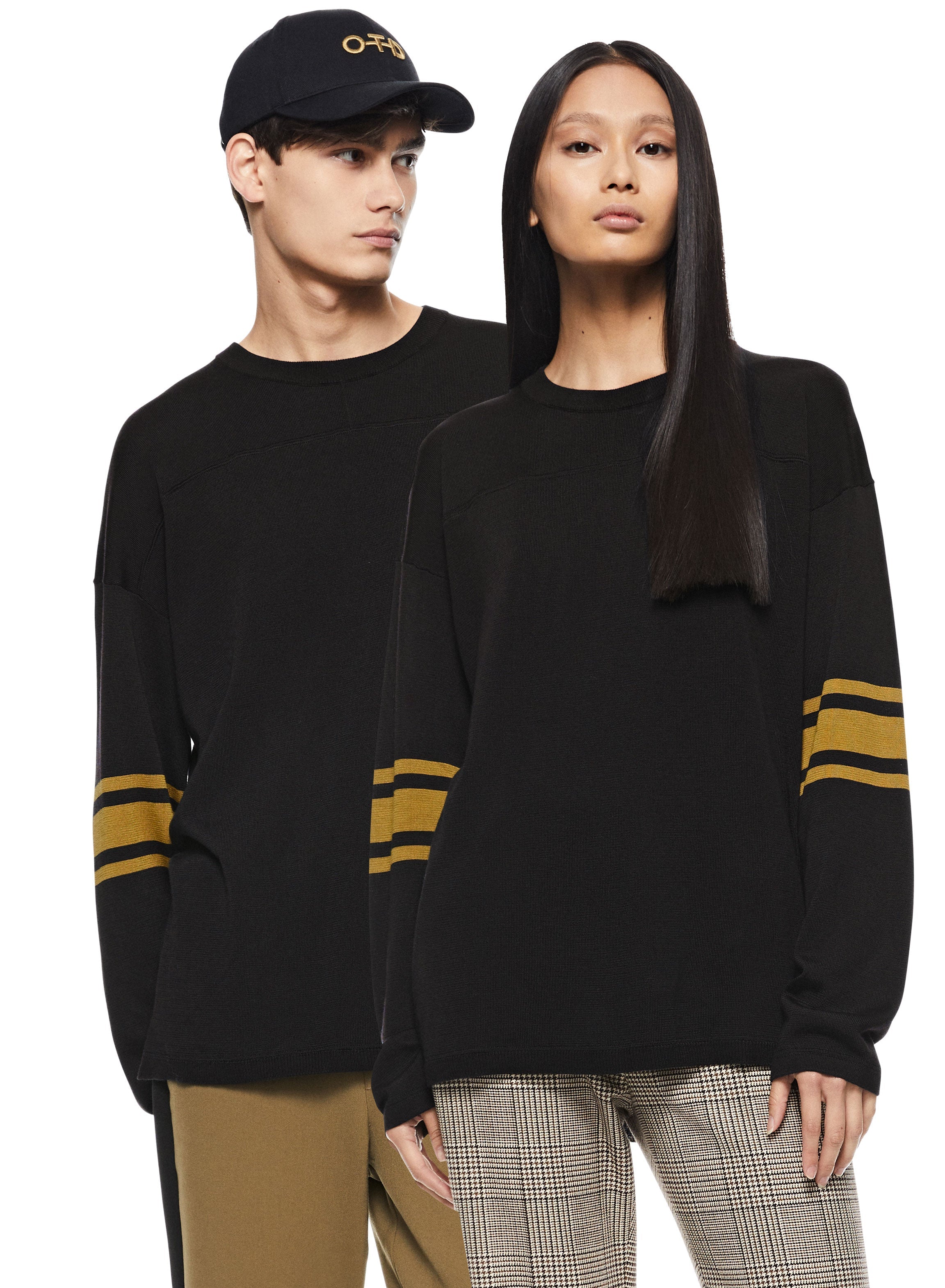 Sleeve-Stripe Crewneck Sweater-1