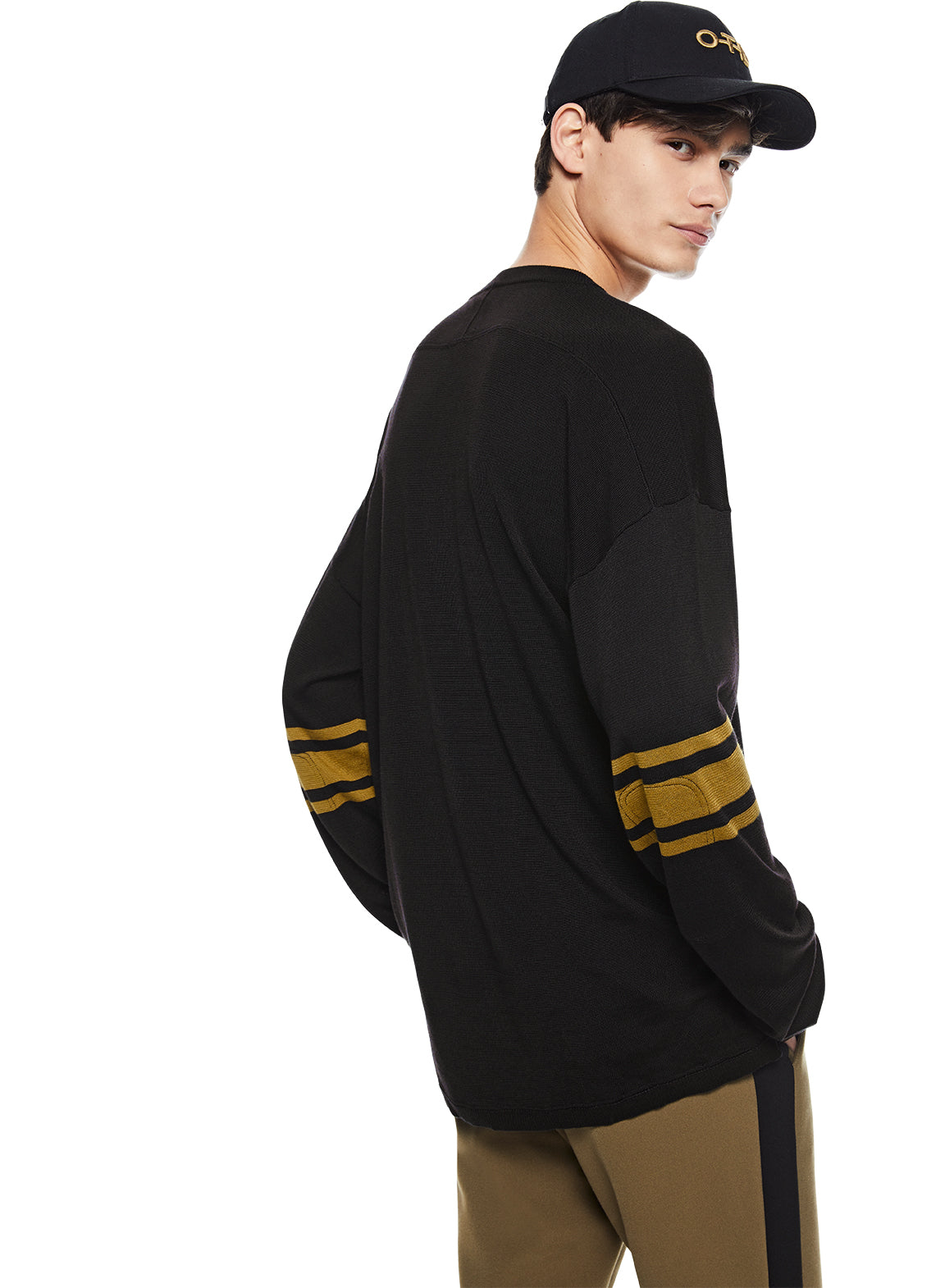 Sleeve-Stripe Crewneck Sweater-3