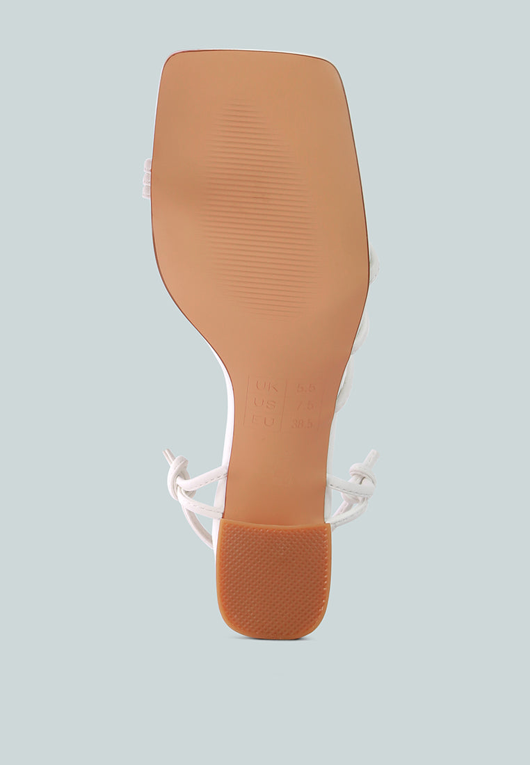 Piri Toe Ring Tie Up Block Sandals-4