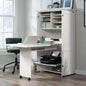 Drop Leaf Computer Desk Craft Table Armoire in White Wood Finish - Made in USA-0