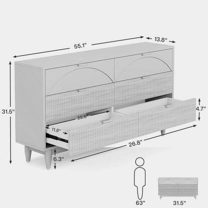 Retro Mid-Century Modern 6 Drawer Dresser Chest of Drawers in Vintage Brown-2
