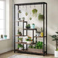 Modern Industrial Heavy Duty Metal Wood Plant Stand with 10 Hanging Hooks-0