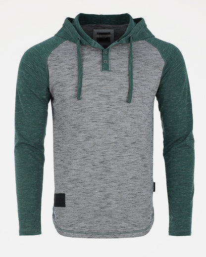 Long Sleeve Athletic Casual Hooded Henley Shirt-2