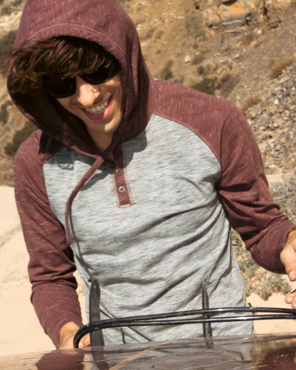 Long Sleeve Athletic Casual Hooded Henley Shirt-0