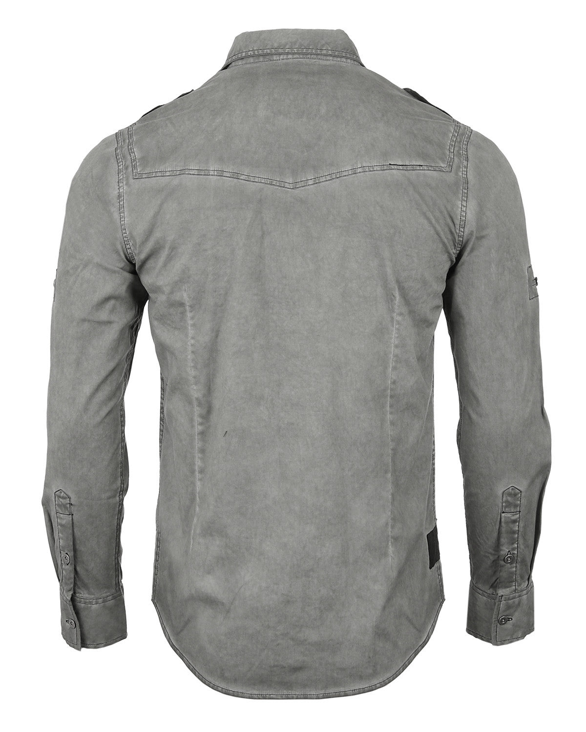 ZIMEGO Men's Stretch Roll-Up Sleeve Color Washed Vintage Rugged Fashion Button Shirts-10