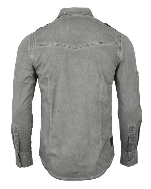 ZIMEGO Men's Stretch Roll-Up Sleeve Color Washed Vintage Rugged Fashion Button Shirts-10