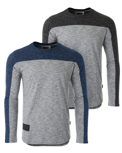 Athletic Color Block Long Sleeve Curved Hemline Casual Shirt-5