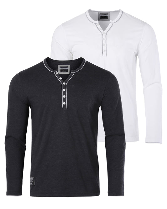 Stretch Long Sleeve Casual Button Henley Fashion Shirts-0