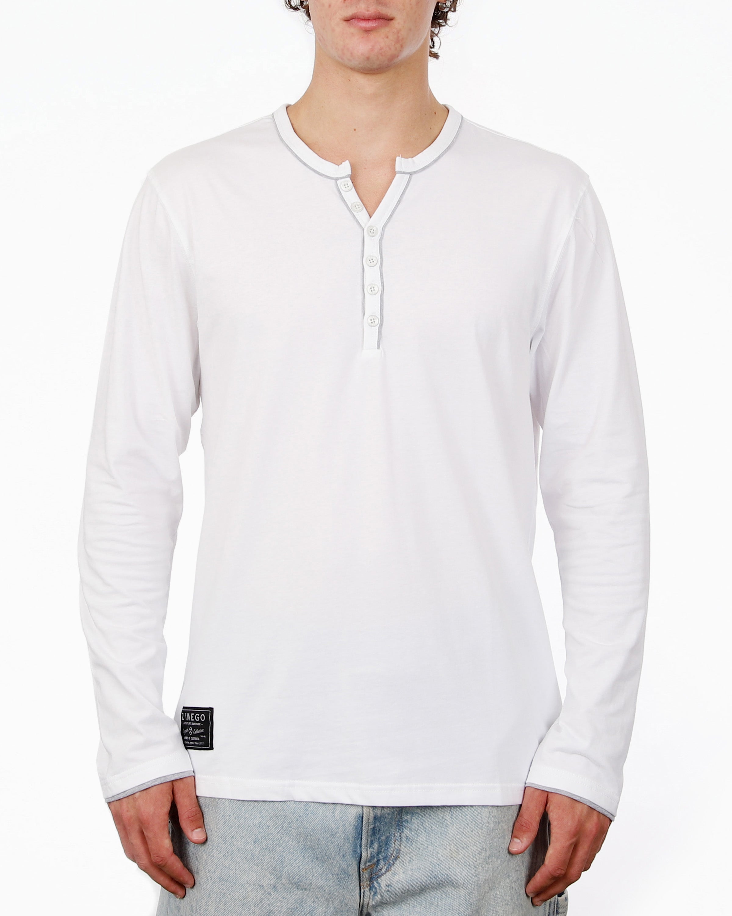 Stretch Long Sleeve Casual Button Henley Fashion Shirts-2