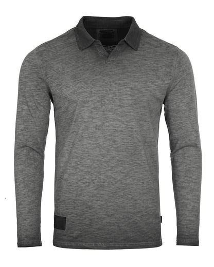 ZIMEGO Mens Long Sleeve Vintage V-Neck Henley Polo T-Shirt-2