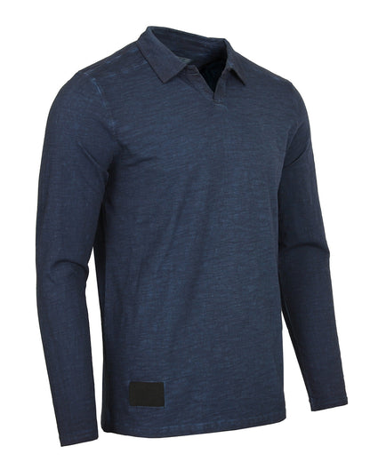ZIMEGO Mens Long Sleeve Vintage V-Neck Henley Polo T-Shirt-4