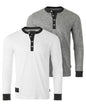 Long Sleeve Casual Henley Shirts With Contrast Neck and Cuffs Set of 2-4