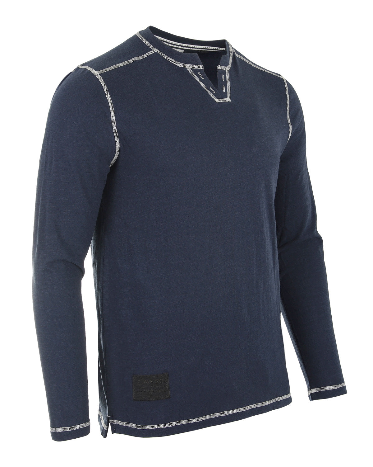 Vintage Long Sleeve Notch V-Neck Henley Casual Shirt-4