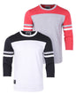 Contrast 3/4 Sleeve Stretch Casual Baseball Crew Neck T-Shirts -Bundle-0