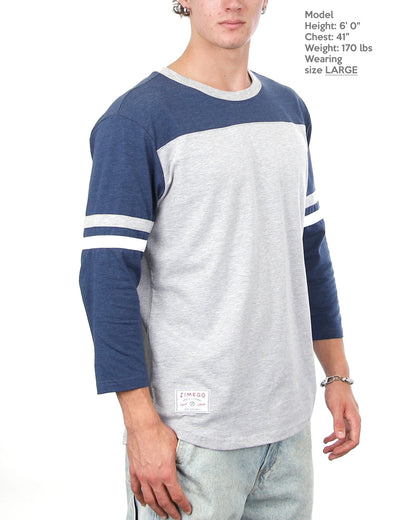 Contrast 3/4 Sleeve Stretch Casual Baseball Crew Neck T-Shirts-1