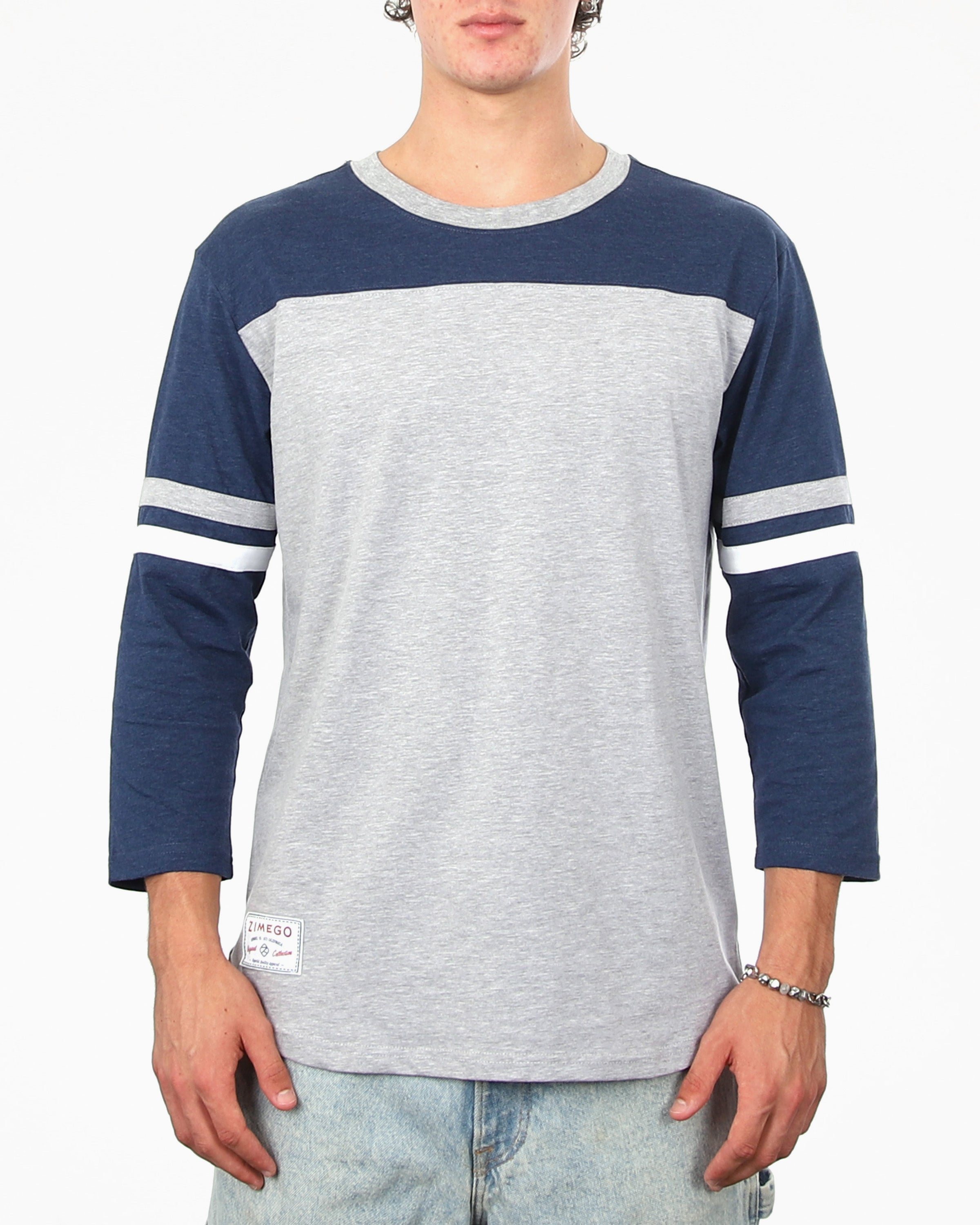 Contrast 3/4 Sleeve Stretch Casual Baseball Crew Neck T-Shirts -Bundle-4