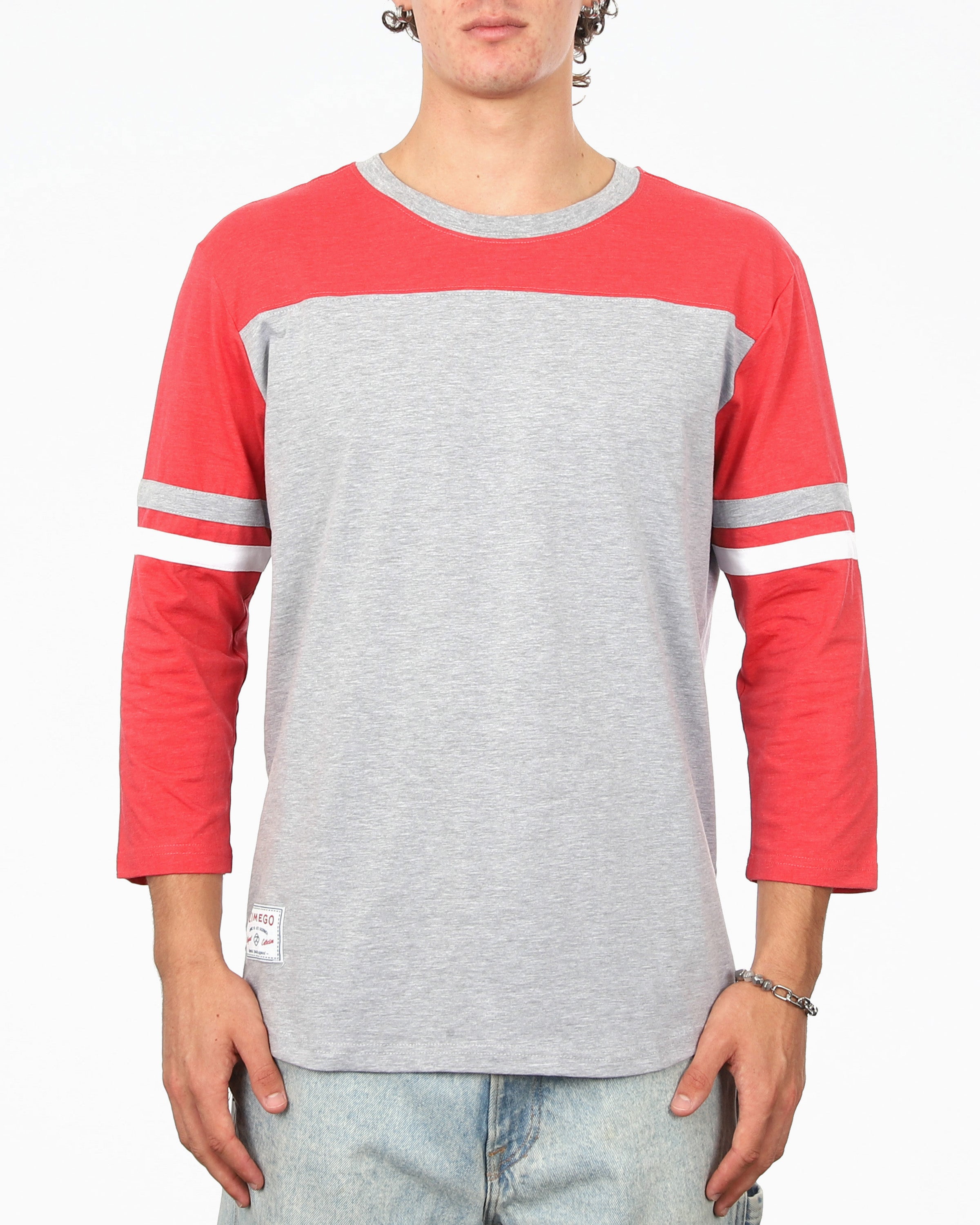 Contrast 3/4 Sleeve Stretch Casual Baseball Crew Neck T-Shirts-0