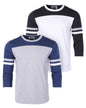 Contrast 3/4 Sleeve Stretch Casual Baseball Crew Neck T-Shirts -Bundle-1