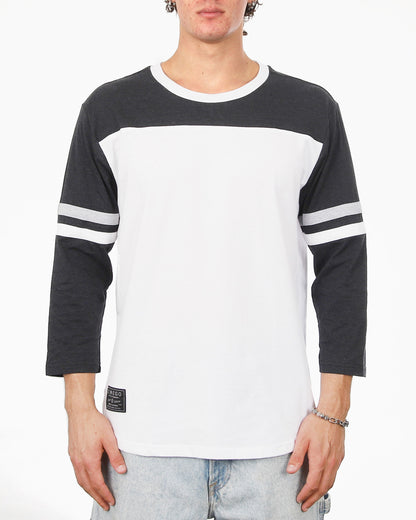Contrast 3/4 Sleeve Stretch Casual Baseball Crew Neck T-Shirts-2