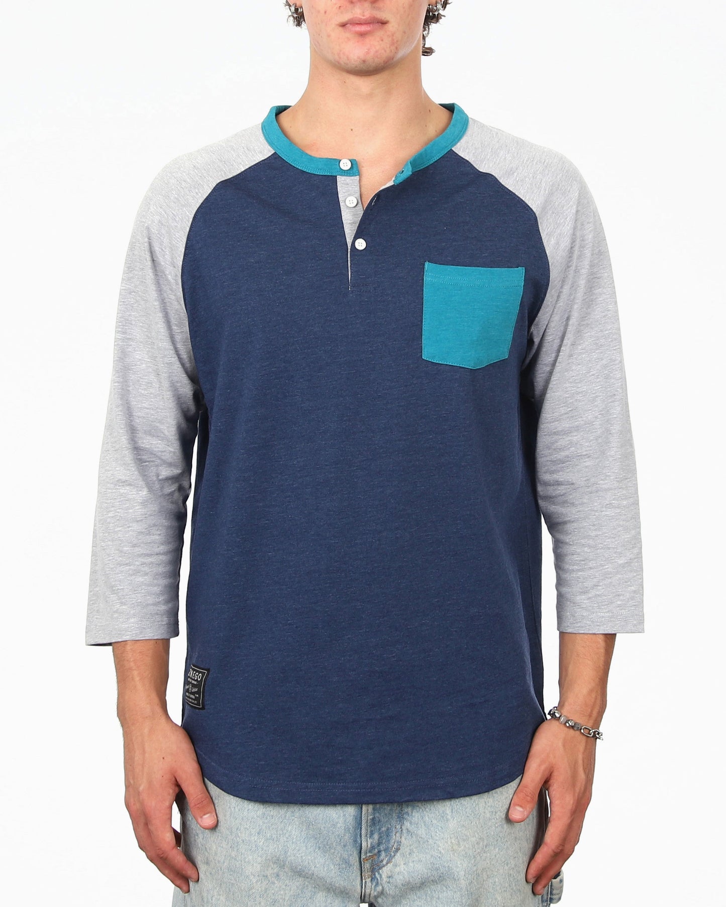 Contrast 3/4 Sleeve Stretch Casual Baseball Button Henley Shirts Bundle Set-4