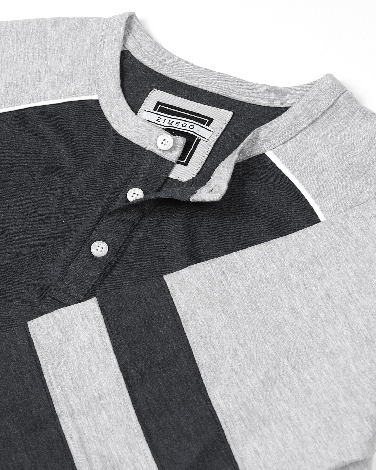 Color Block 3/4 Sleeve Stretch Casual Baseball Button Henley Shirts-4