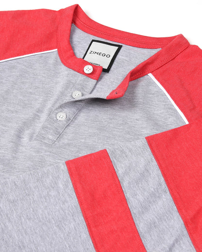 Color Block 3/4 Sleeve Stretch Casual Baseball Button Henley Shirts-4
