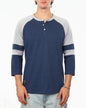 Color Block 3/4 Sleeve Stretch Casual Baseball Button Henley Shirts-2