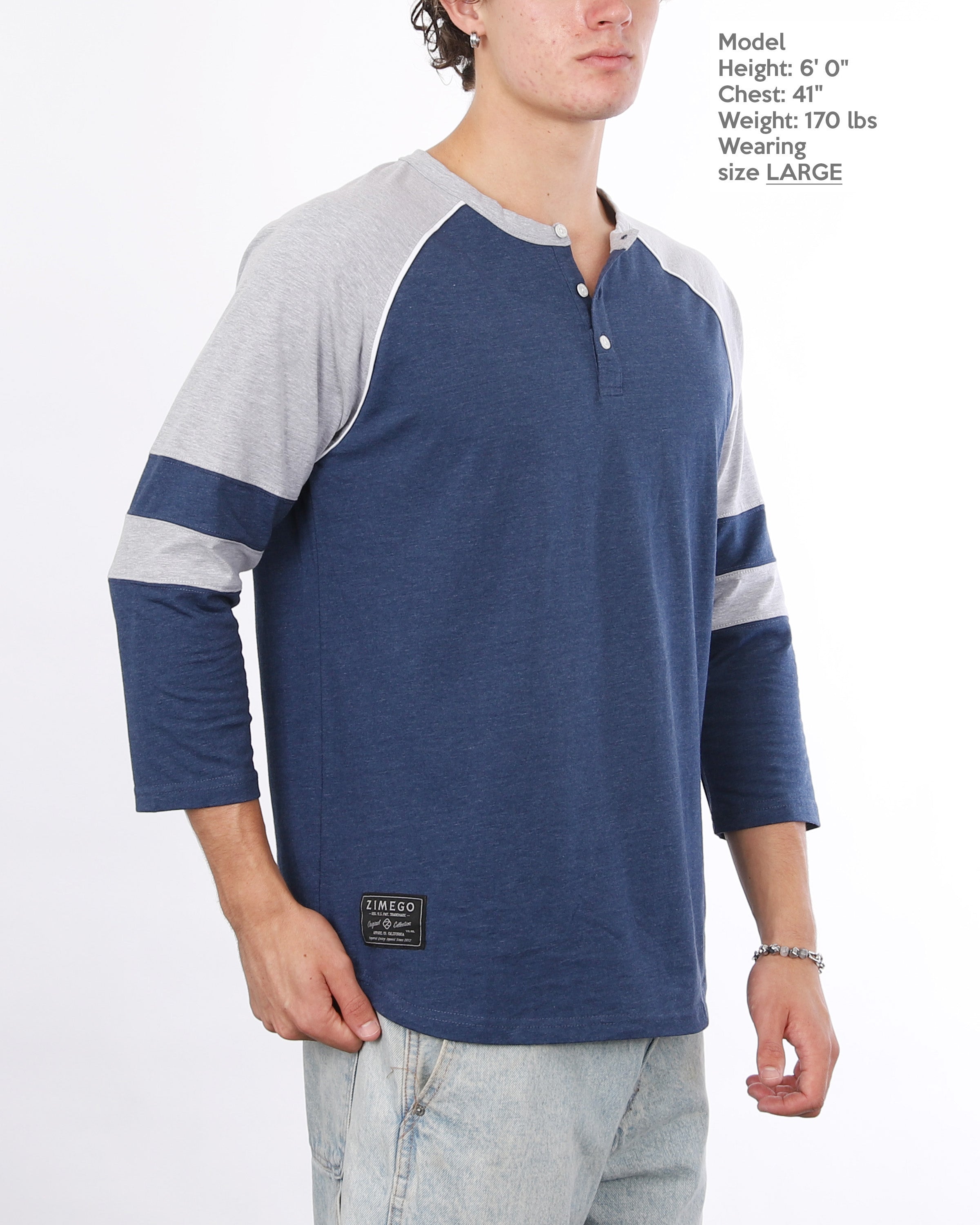 Color Block 3/4 Sleeve Stretch Casual Baseball Button Henley Shirts Bundle Set-4