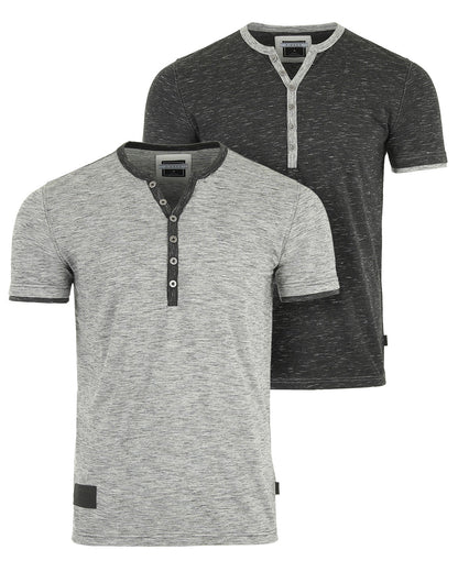 Short Sleeve Y Neck Henley Button T-Shirts-2