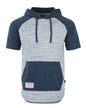 ZIMEGO Men's Short Sleeve Raglan Hoodie Round Bottom Semi Longline T-Shirt-1