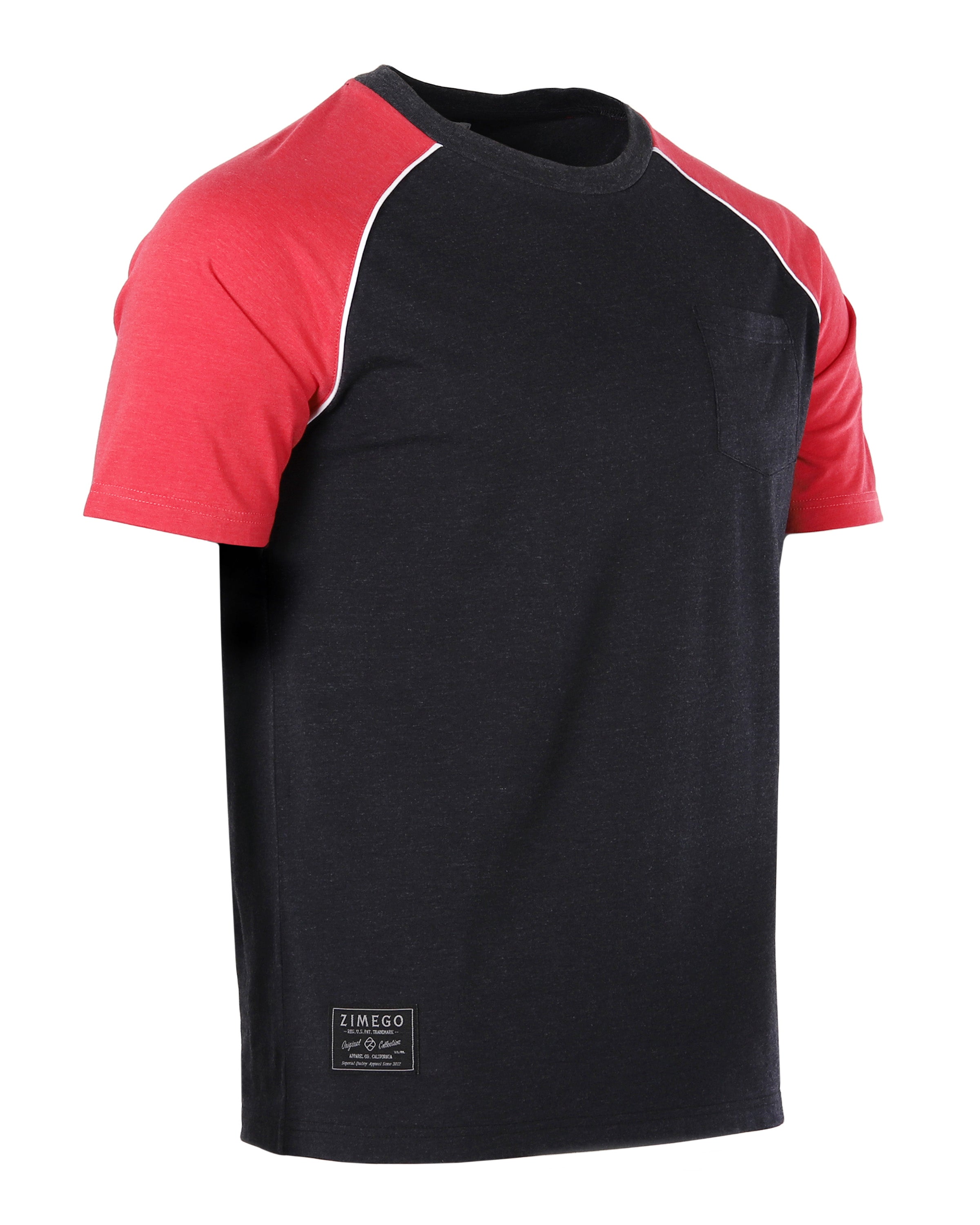 Mens Short Sleeve Raglan Tee - Color Block Retro Casual T-Shirt-1