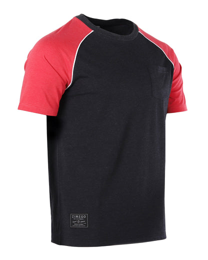 Mens Short Sleeve Raglan Tee - Color Block Retro Casual T-Shirt-3