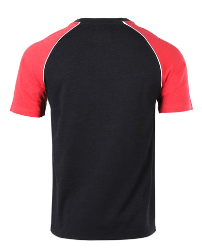 Mens Short Sleeve Raglan Tee - Color Block Retro Casual T-Shirt-2