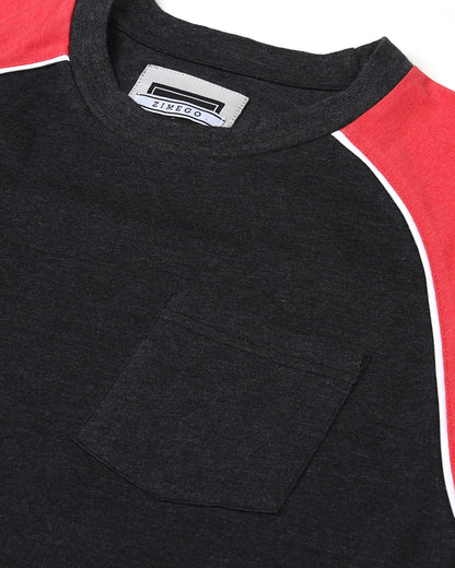 Mens Short Sleeve Raglan Tee - Color Block Retro Casual T-Shirt-3