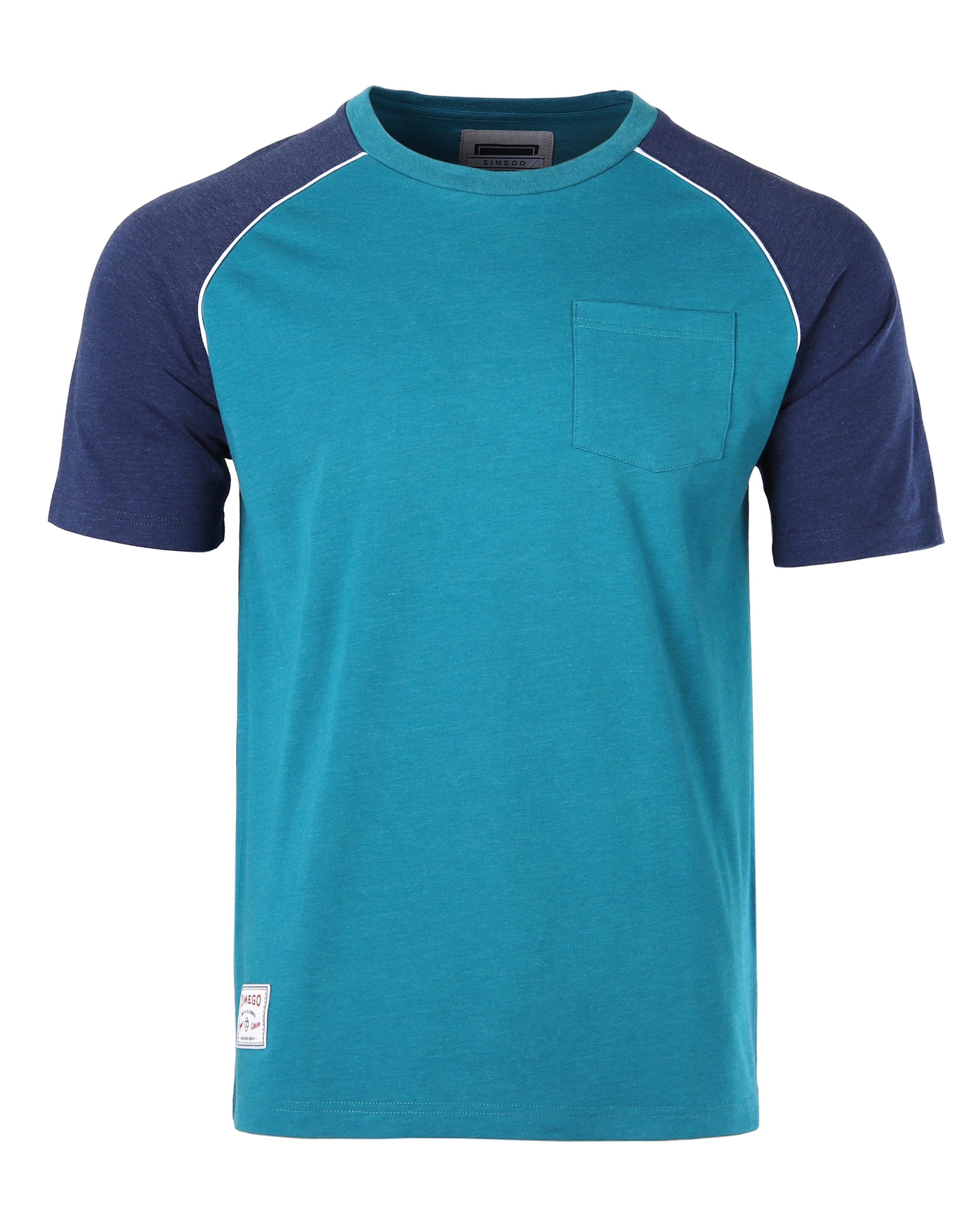 Mens Short Sleeve Raglan Tee - Color Block Retro Casual T-Shirt-0