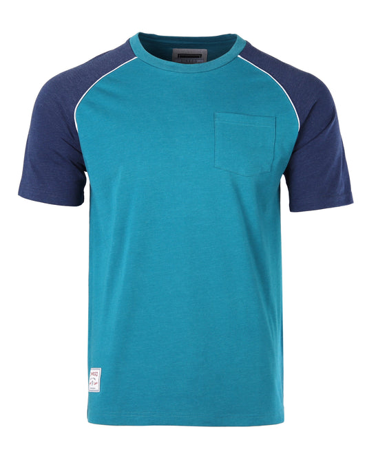 Mens Short Sleeve Raglan Tee - Color Block Retro Casual T-Shirt-0