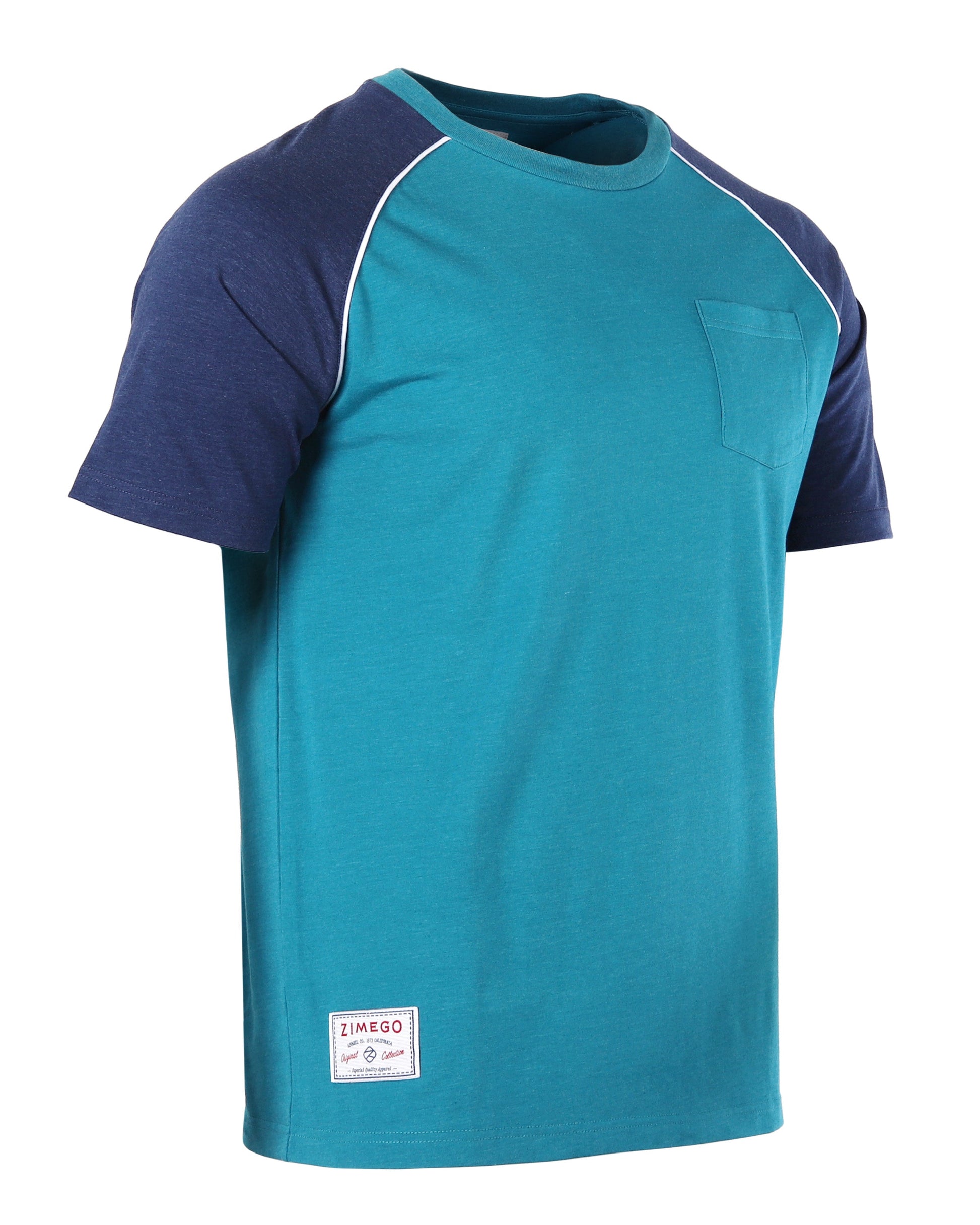 Mens Short Sleeve Raglan Tee - Color Block Retro Casual T-Shirt-1