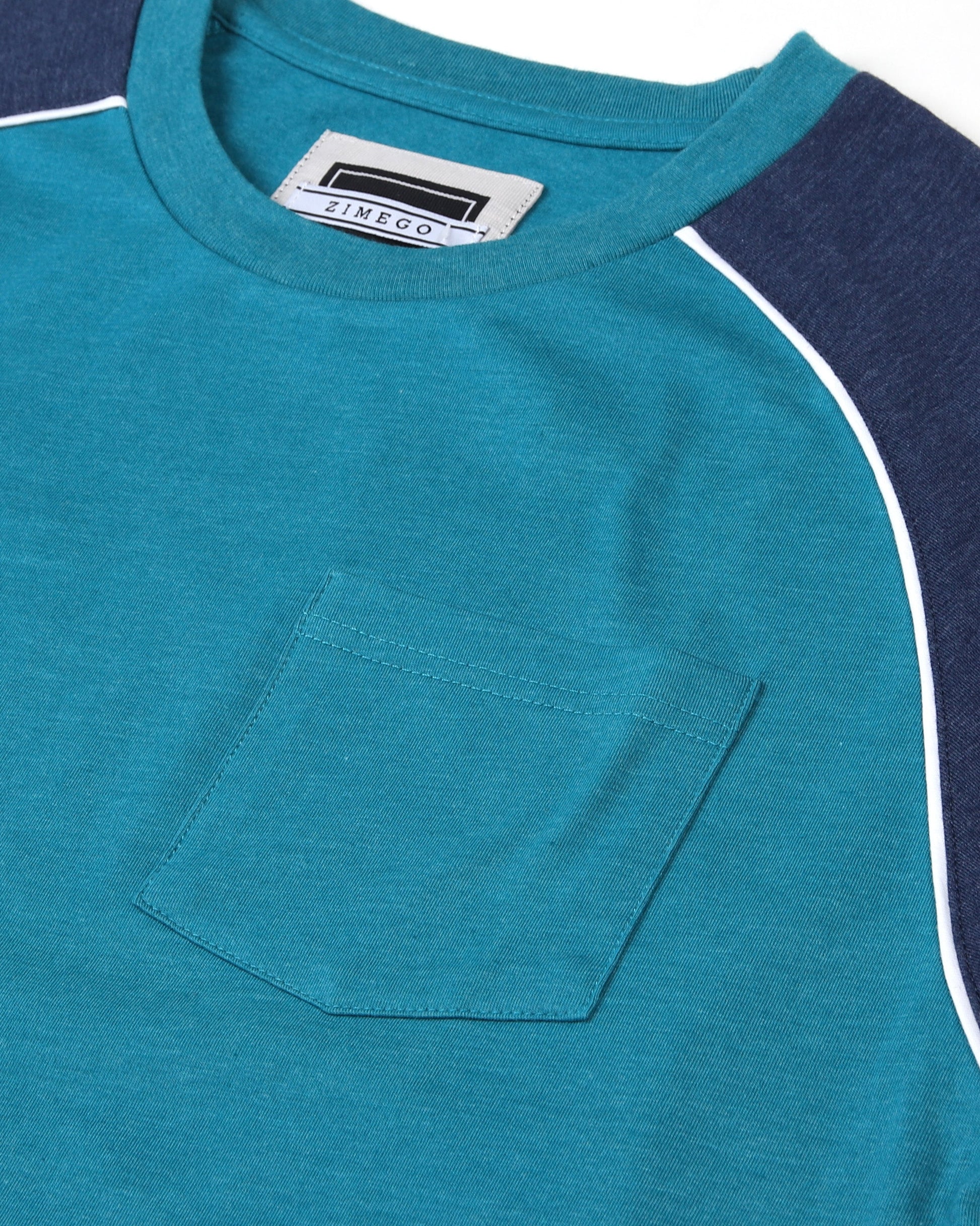 Mens Short Sleeve Raglan Tee - Color Block Retro Casual T-Shirt-4