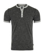 Short Sleeve Contrast Casual Ringer Henley T-Shirt-1