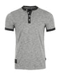 Short Sleeve Contrast Casual Ringer Henley T-Shirt-2